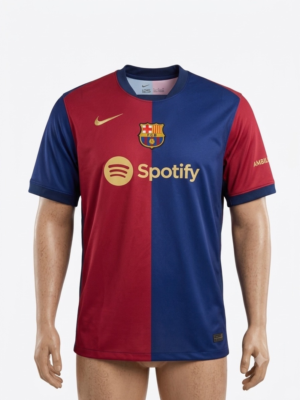 Nike FC Barcelona Split Red and Blue Home Jersey with Gold Accents